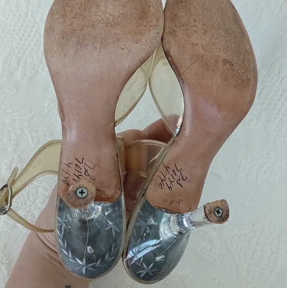Gotham Clear Beaded Princess Heels Transparent Retro Bridal Glass Slippers Cute - Picture 10 of 13
